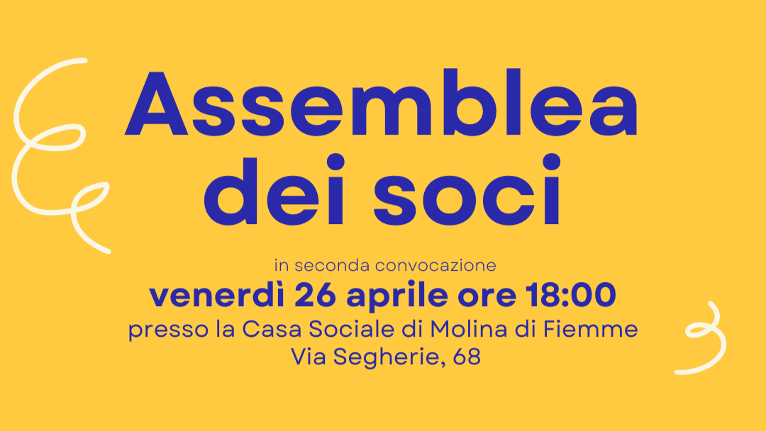 Convocazione Assemblea dei soci per venerdì 26 aprile alle ore 18.00